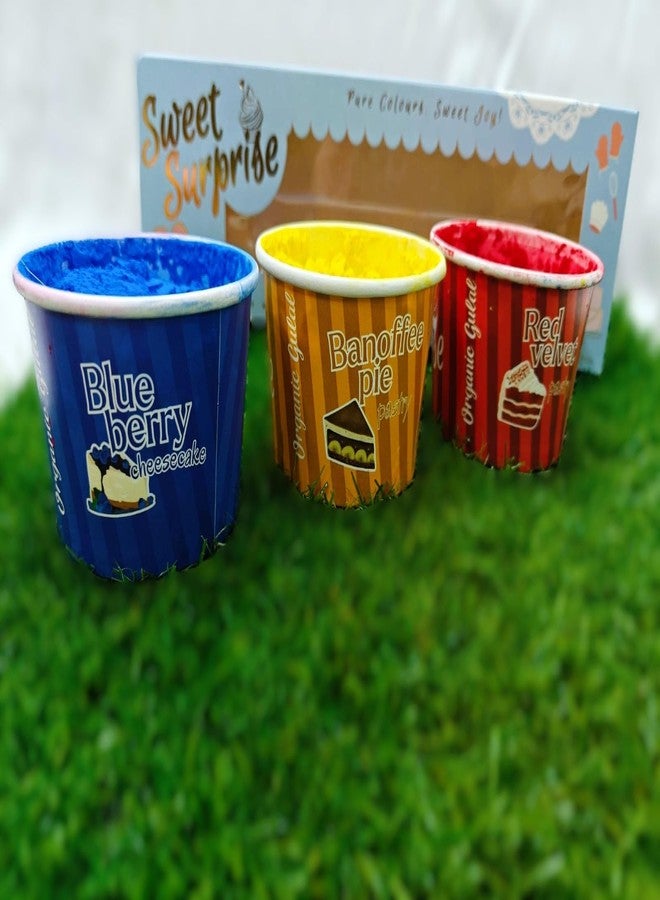 Niku Herbal Organic Holi Gulal Colour | Aroma of 3 Different Blueberry Cheesecake, red Velvet, banoffee Pie gulal| Non Toxic, Soft Skin Friendly | Pack of 3-75gm *3 | Holi Gift Pack - Image 2